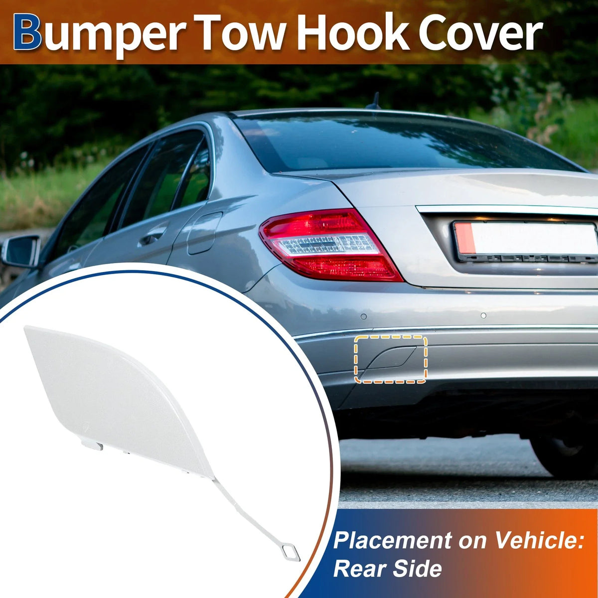Tow Hook Cover for Mercedes-Benz C W204 (2007–2014) No.A2048850823 White