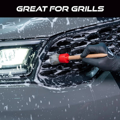 Set of 4 Car Detailing Brushes for Car Cleaning Kit - Super-Soft Bristles