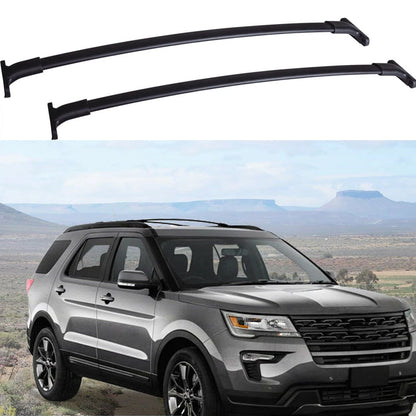 Set of 2 Black Aluminum Matte Roof Rack Cross Bars for Ford Explorer (2016–2019) H164-5815