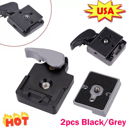 2Pcs Quick Release Plate Clamp Adapter for Manfrotto 200PL-14
