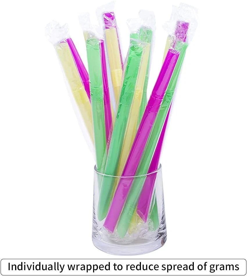 Set of 100 Colorful Disposable Plastic Straws 12x210mm