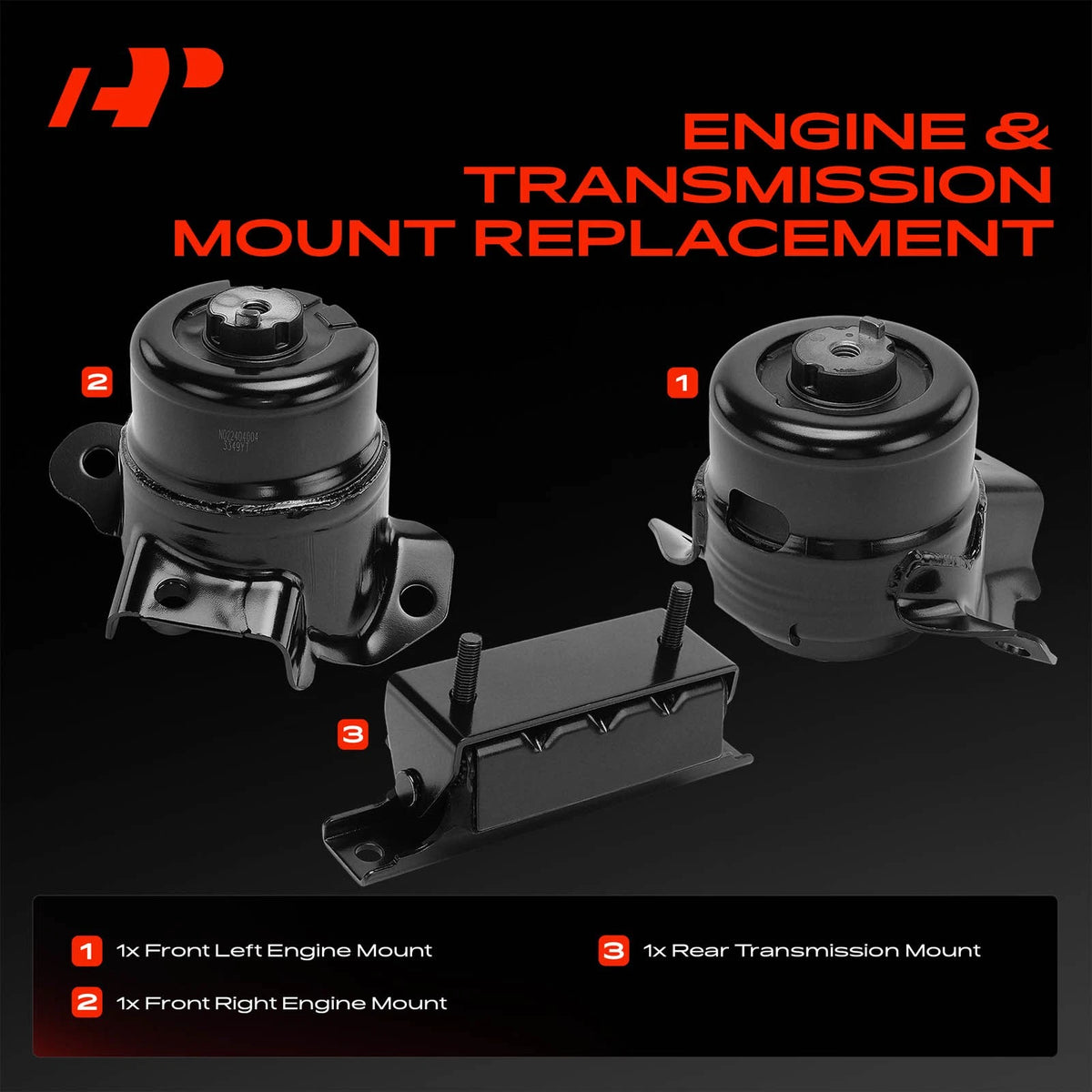 3X Engine Motor & Trans. Mount for Chevy Colorado GMC Canyon (2015–2022) - 23226127, 23465225, 23195919, 23465226