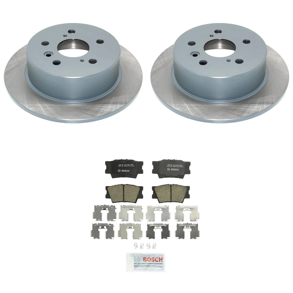 Set of 2 DuraGo Rear Rotors & Bosch QuietCast Pads for Avalon, Camry