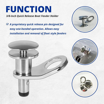 3/8-Inch Quick Release Boat Fender Holder for Marine Use