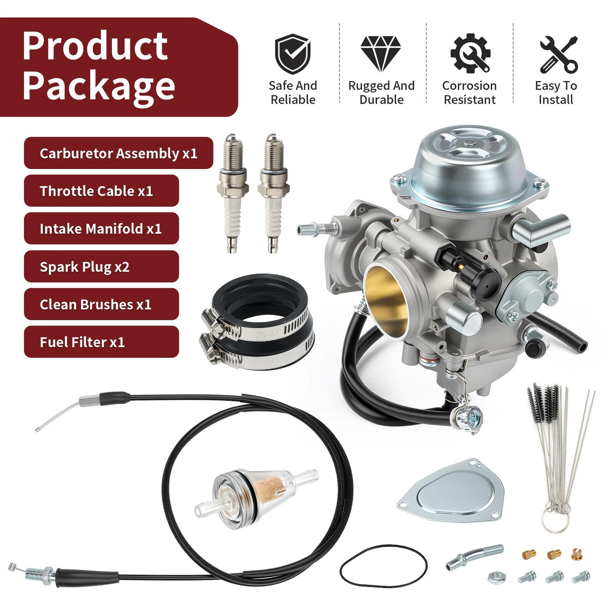 Carburetor with Throttle Cable for Can-Am DS650 (2000–2007) 707200142, 709400048, 711267240