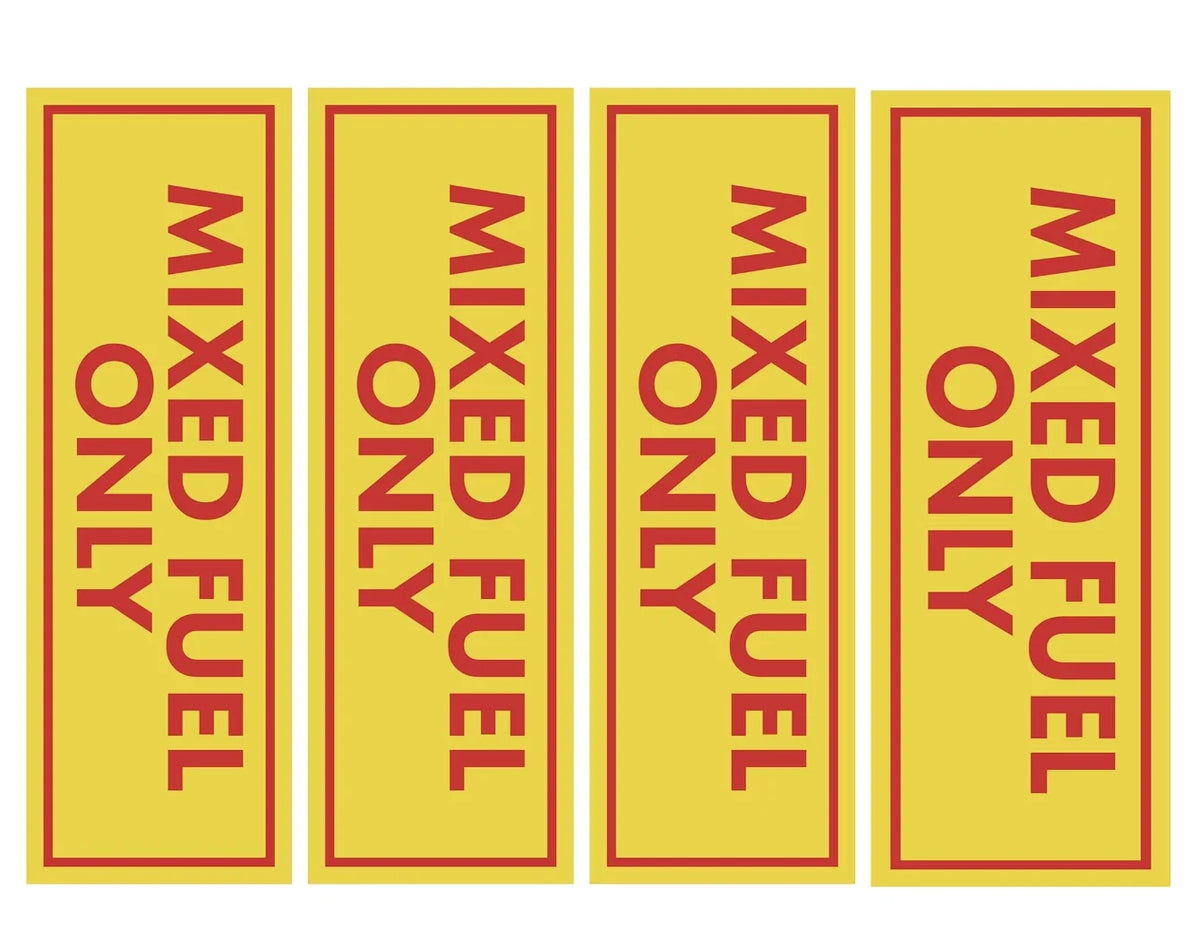 Set of 4 Mixed Fuel Only Stickers for Gas Gasoline Oil Trimmers