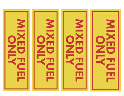 Set of 4 Mixed Fuel Only Stickers for Gas Gasoline Oil Trimmers