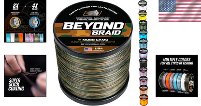1500ft Moss Camo Braided Fishing Line 15lbs for Sensitive Fishing