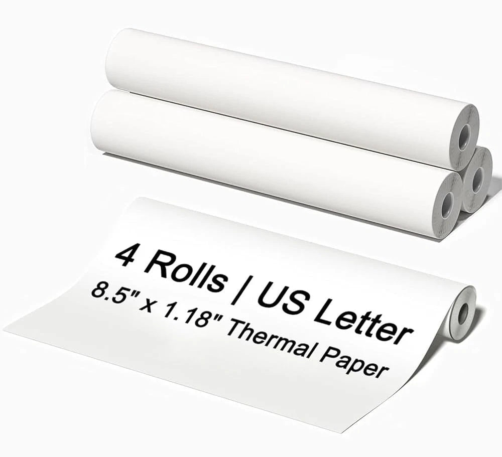Set of 4 Thermal Paper Rolls 8.5x11 Inches for Printer