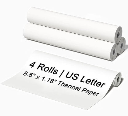 Set of 4 Thermal Paper Rolls 8.5x11 Inches for Printer