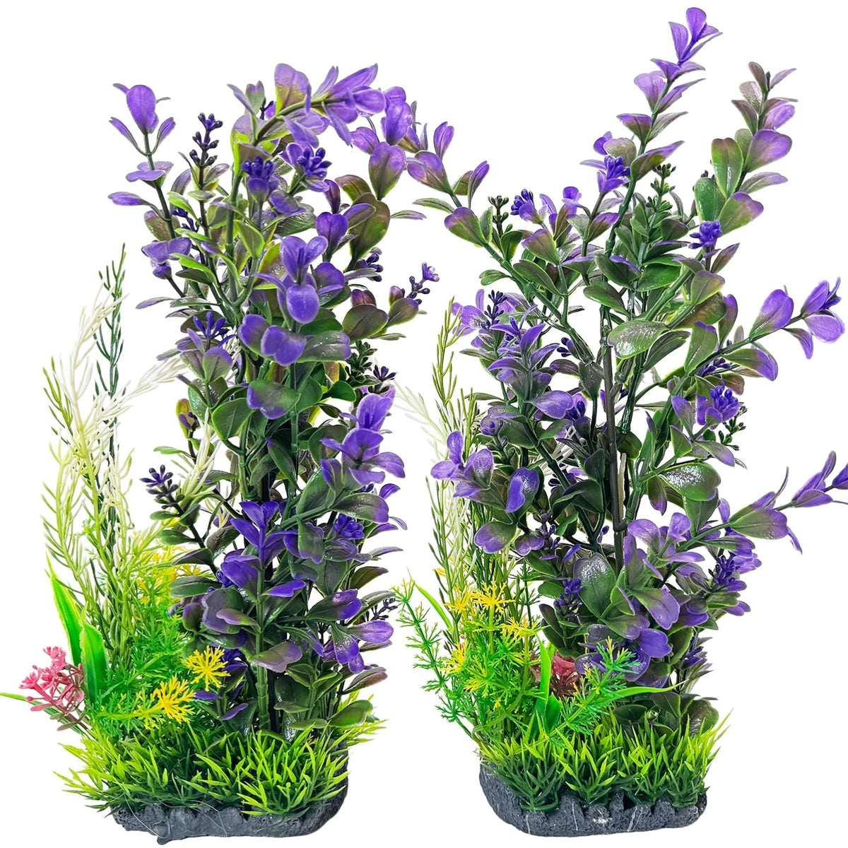 2Pcs Plastic Aquarium Plants for Fish Tank (12.6 Inch)