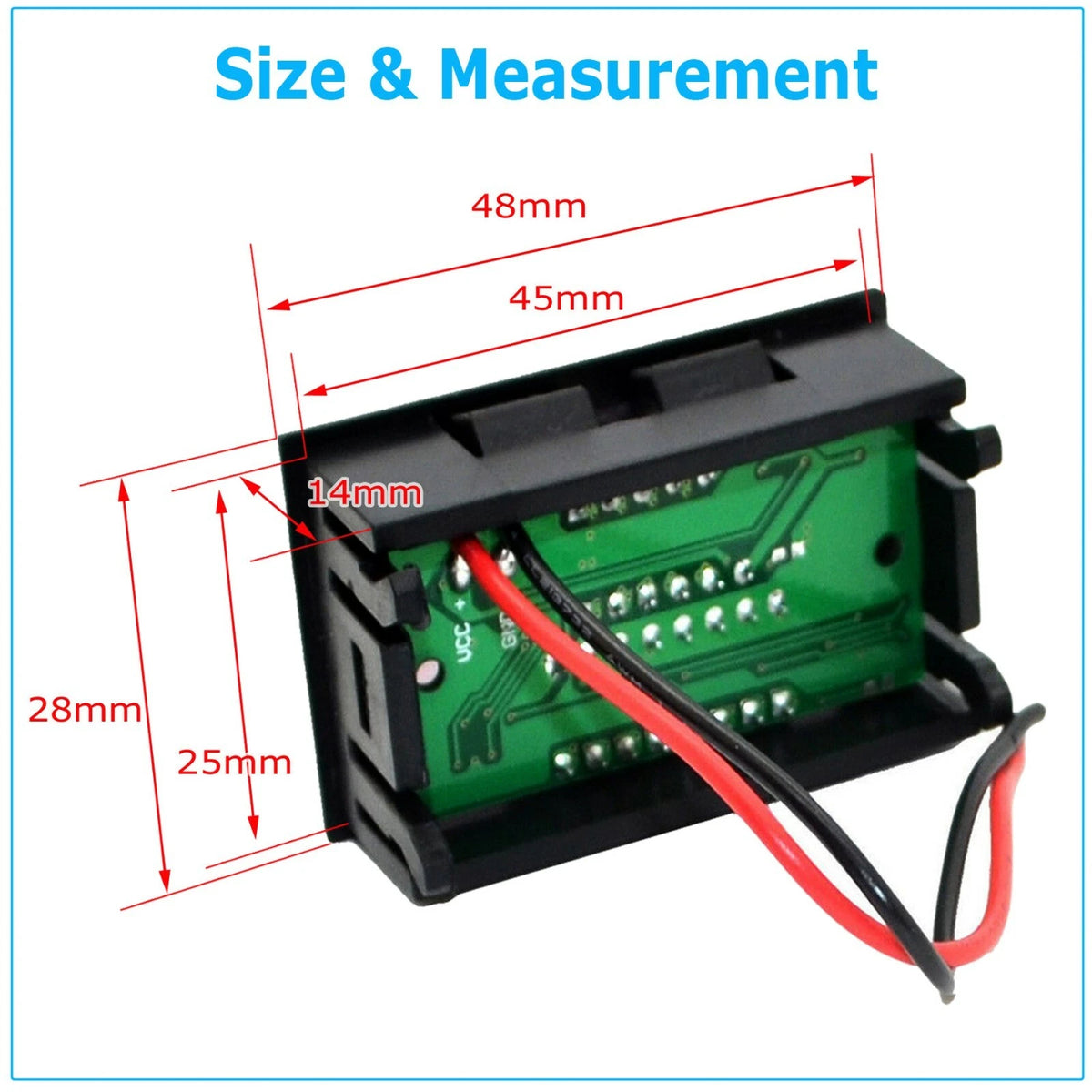 2X LED Digital Voltmeter for Car Marine (12V-60V) Battery Gauge