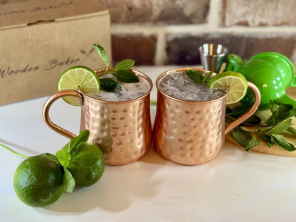 Wooden Baker Copper Mugs - Handcrafted Hammered (One Size)