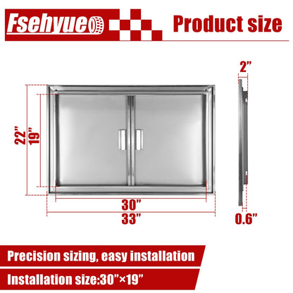 Double Access Door for Outdoor Kitchen (33W x 22H Inch, Stainless Steel)
