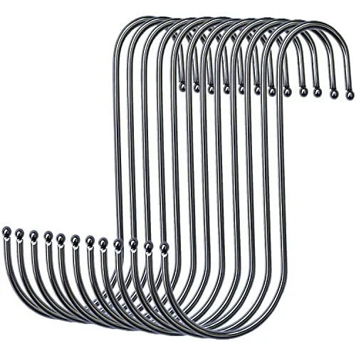 12X S Hooks for Hanging (6 Inch, Stainless Steel)