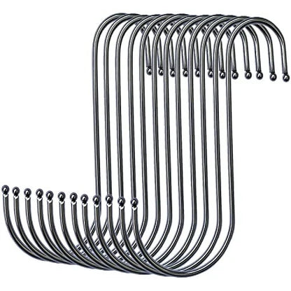 12X S Hooks for Hanging (6 Inch, Stainless Steel)