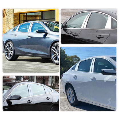 6x Chrome Pillar Posts Door Trim Cover for Chevrolet Malibu (2016–2024)