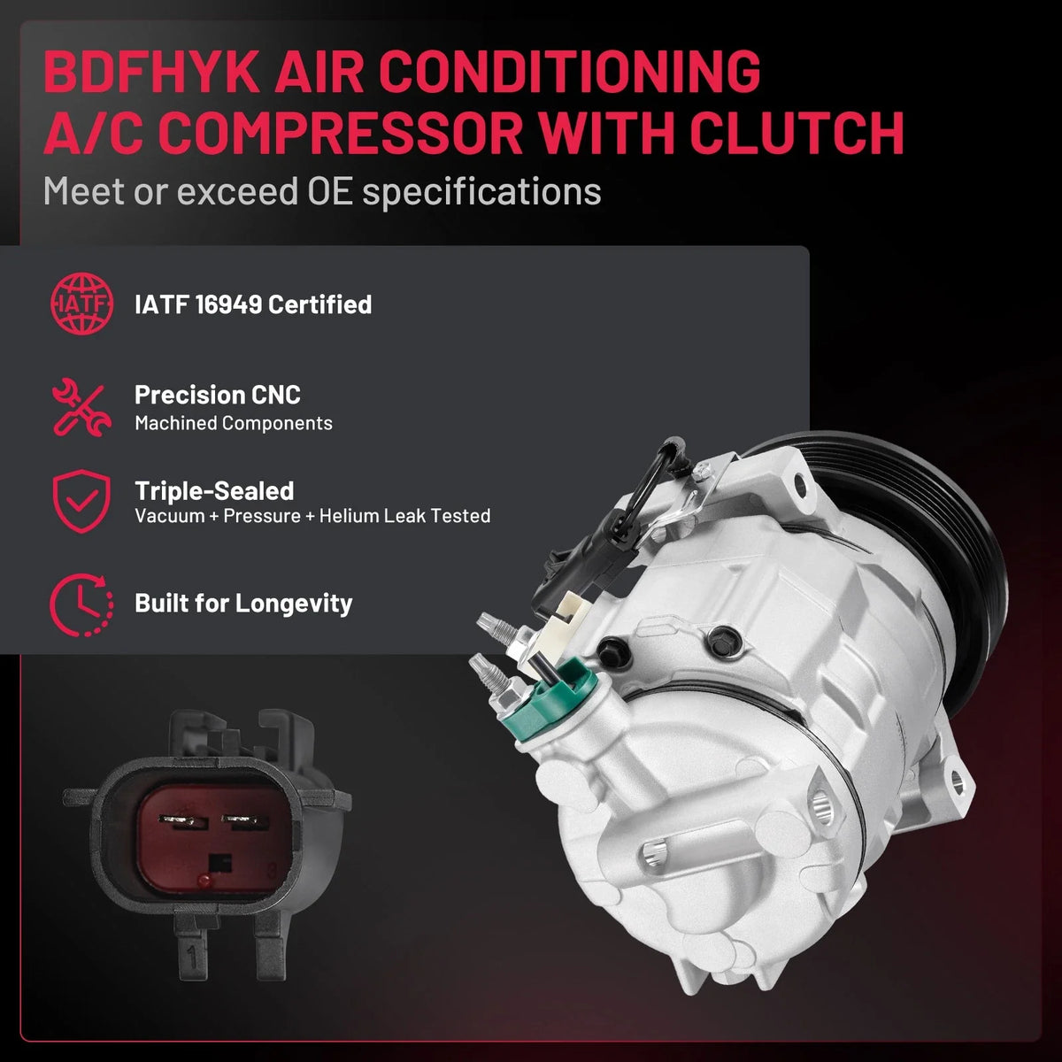 A/C Compressor w/ Clutch & Pulley for Dodge Charger (2011–2013) 5.7L 6.4L