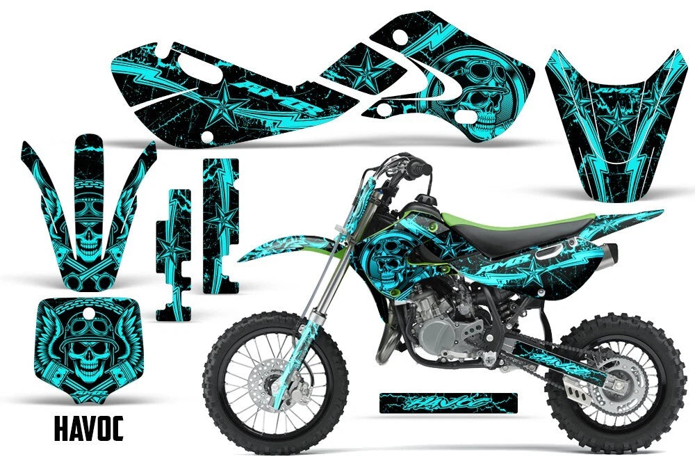 Graphic Stickers + PLT Decals for Kawasaki KX 65 (2002–2018) & KLX 110 (2002–2009)