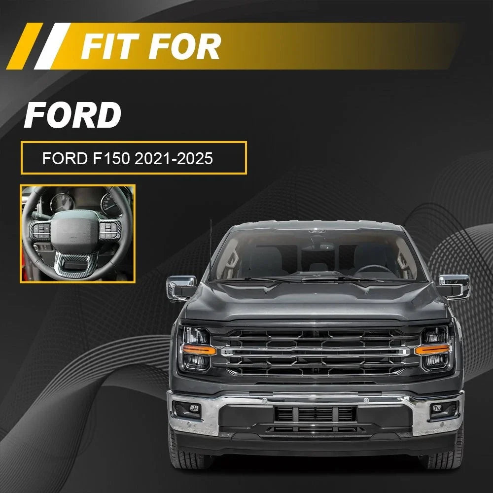 Carbon Fiber Steering Wheel Cover Trim for Ford F150 EV (2021–2025)