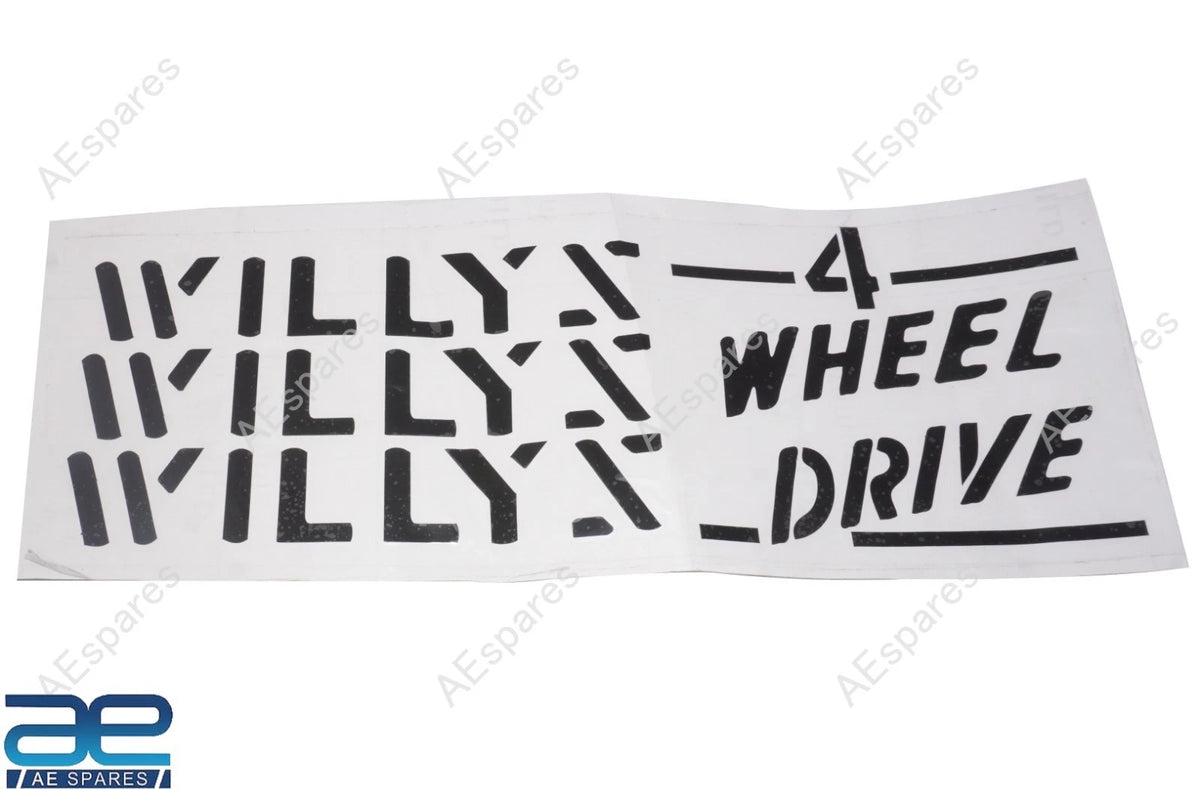 Set of 4 Hood Tailgate Windshield Stencils for Willys CJ2A CJ3A CJ3B