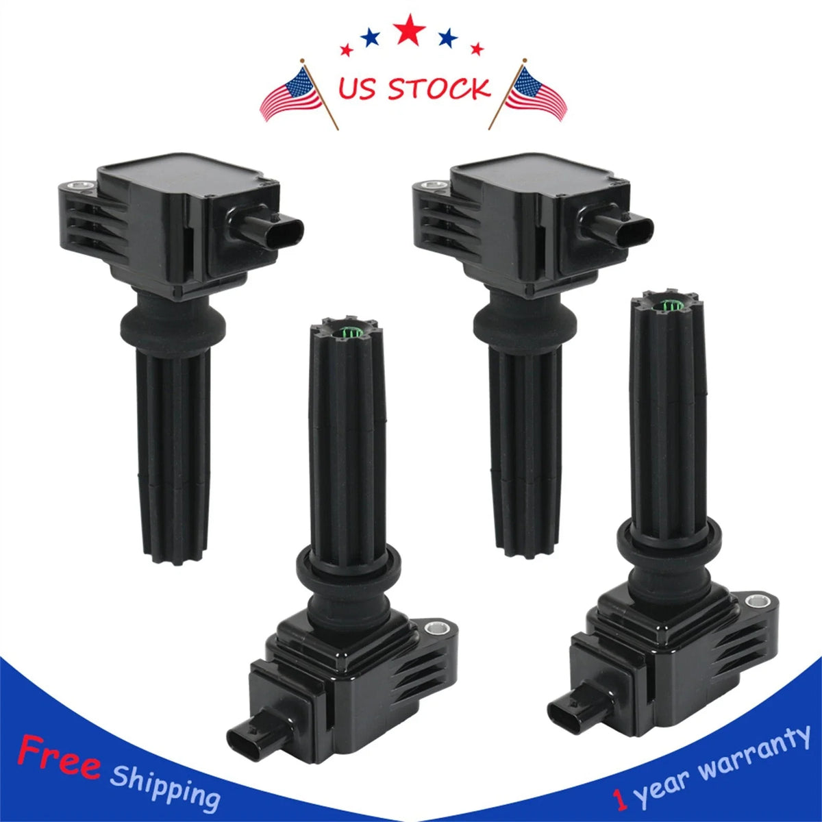 Set of 4 Ignition Coils for Ford Edge Escape Focus Fusion (2007–2019)