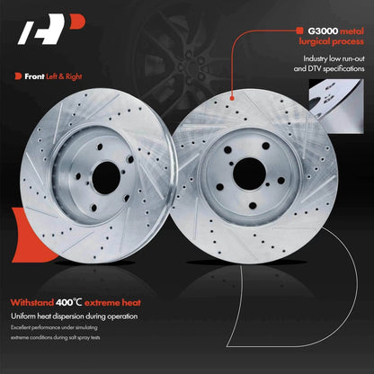 Front Drilled Brake Rotor & Ceramic Pad Set for Subaru Legacy (2016–2019)