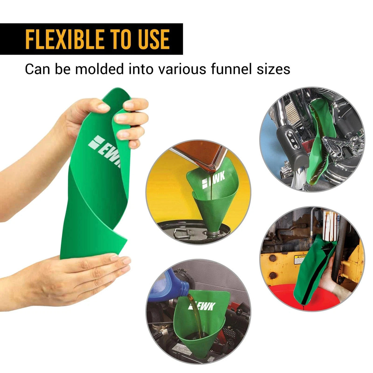 Flexible Oil Funnel for Car Motorcycle Fluid Drain (Reusable, Spill Free)