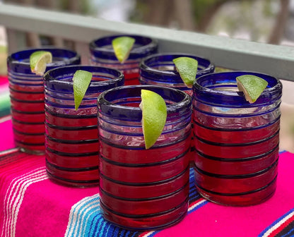 Set of 6 Hand Blown Mexican Tumbler Glasses