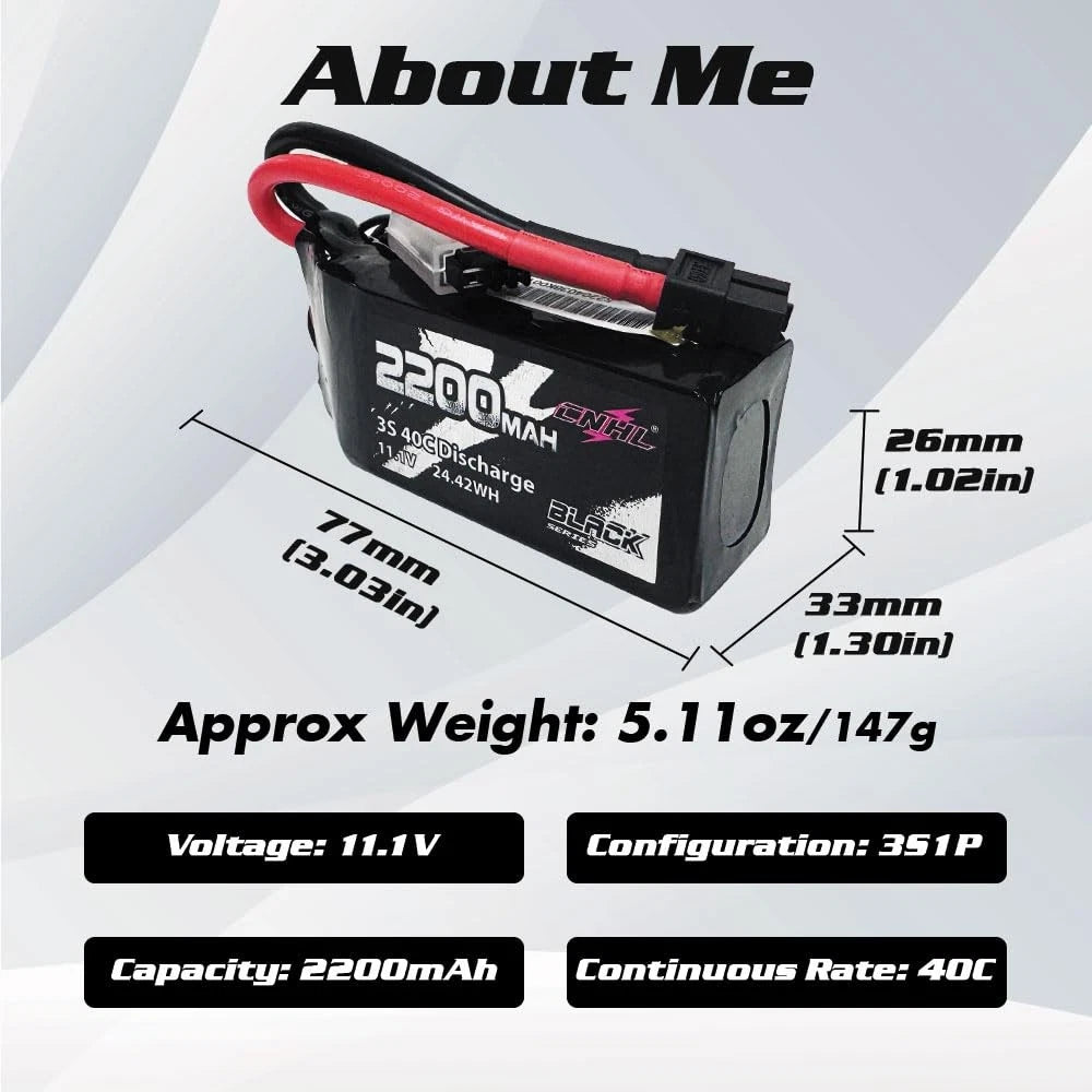 3S 2200mAh 40C Lipo Battery for Shorty RC Cars (11.1V) with XT60 Plug