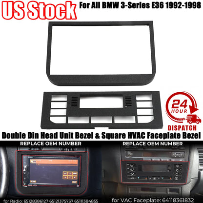 Double Din Head Unit Bezel & HVAC Faceplate for BMW E36 (1992–1999)