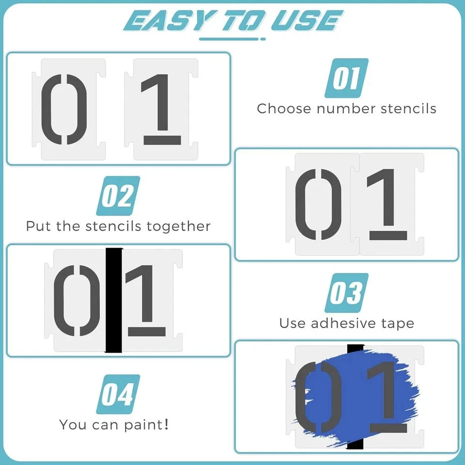 44 Pcs 4 Inch Number Curb Stencil Kit for Address Marking