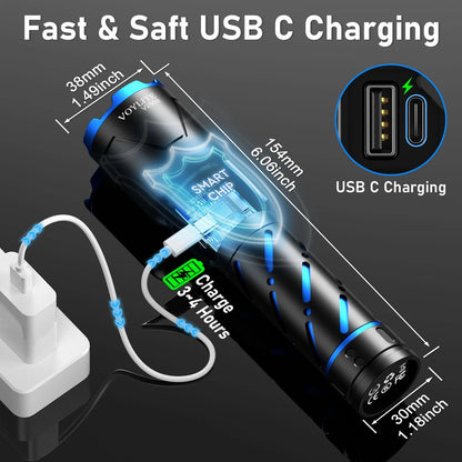 Rechargeable Flashlight for Automotive Use (100000 LM Super Bright)