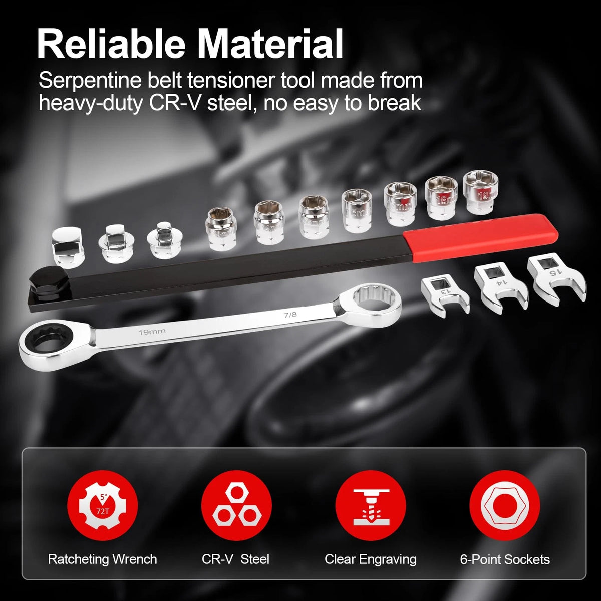 15PCS Serpentine Belt Tool Set for Automotive Repair