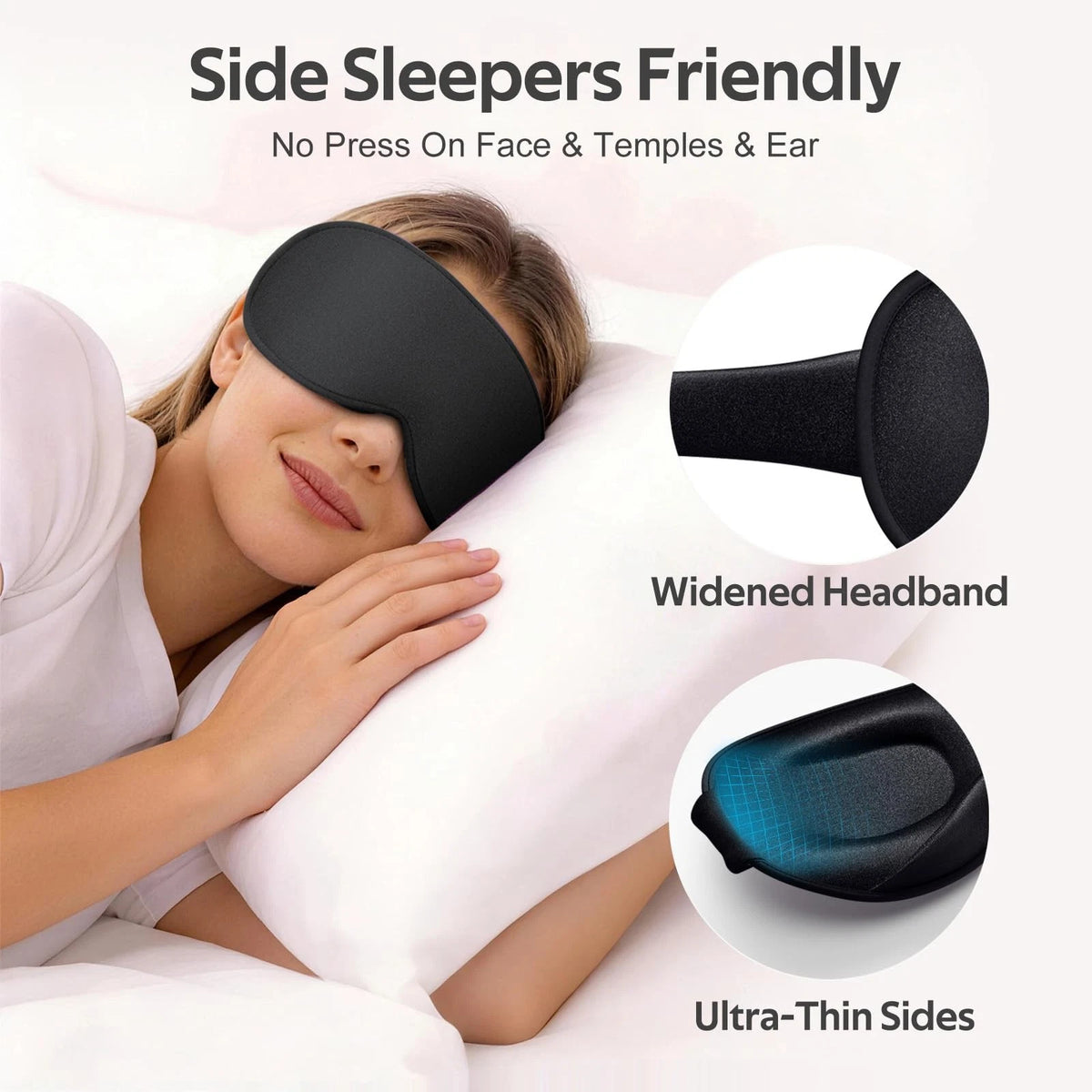 3D Contour Sleep Mask for Travel - Zero Pressure Blackout Eye Cover