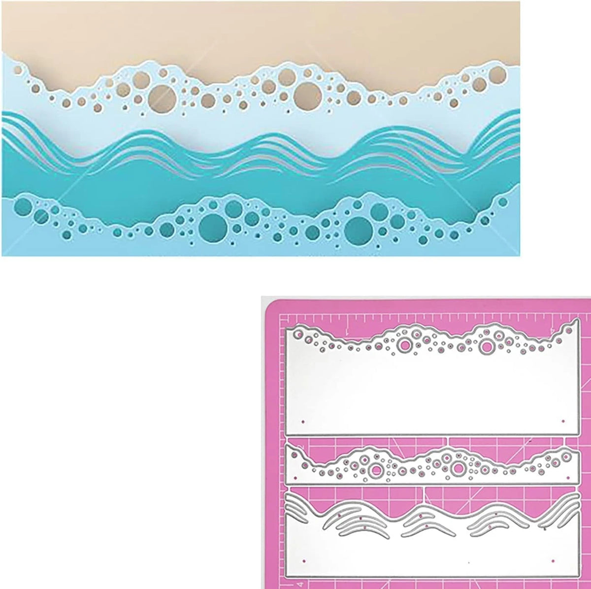 Ocean Beach Wave Metal Cutting Dies for Summer Crafting (4.7 x 3.9 inches)