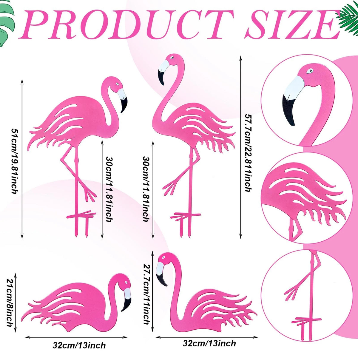 Set of 4 Flamingo Yard Decor for Outdoor Use