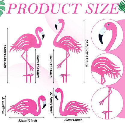 Set of 4 Flamingo Yard Decor for Outdoor Use