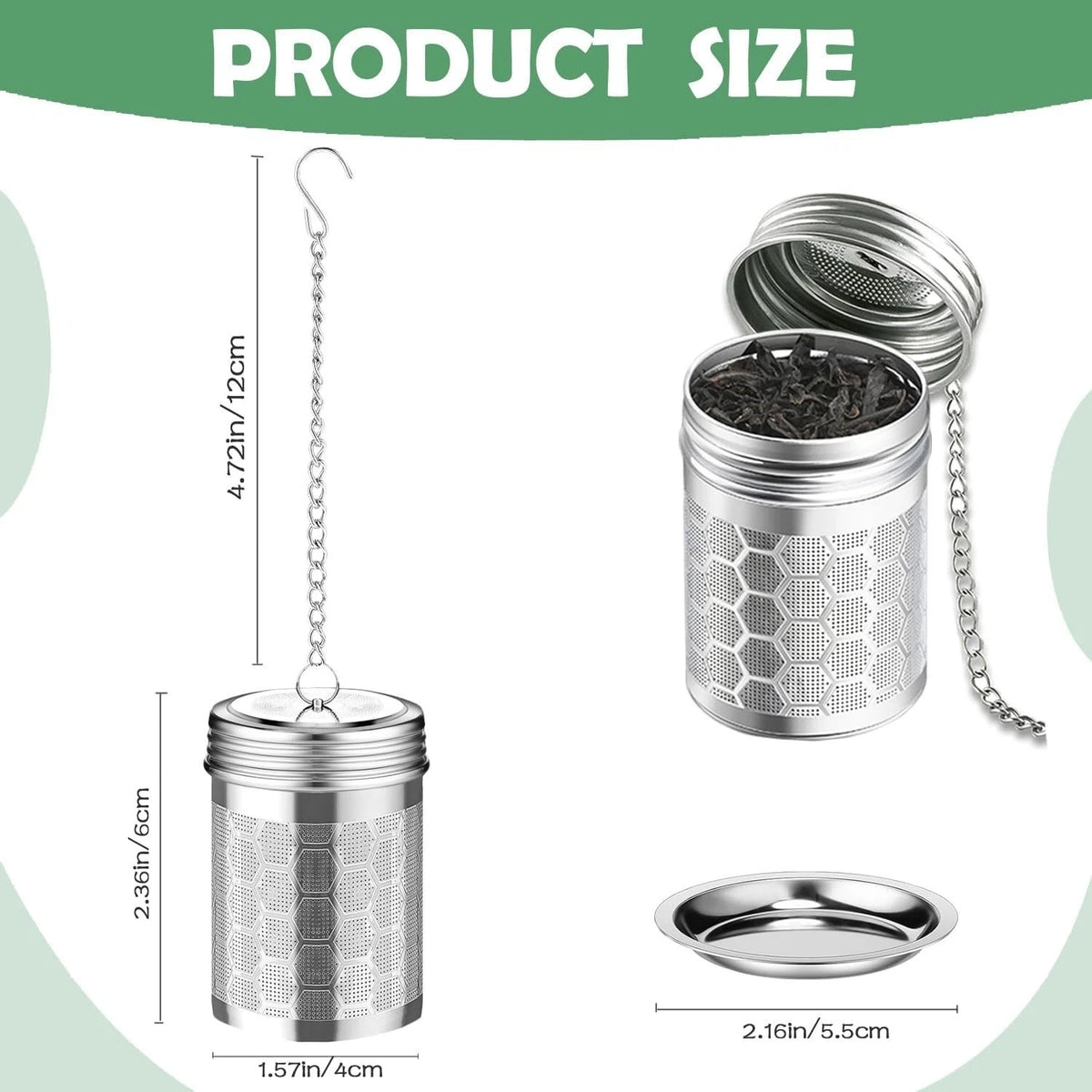 2 Pack Extra Fine Mesh Tea Infuser for Loose Tea Teapot Cups