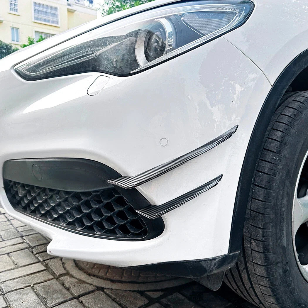 ABS Carbon Look Front Bumper Side Air Vent Fin Trim for Alfa Romeo Stelvio (2017–2025)