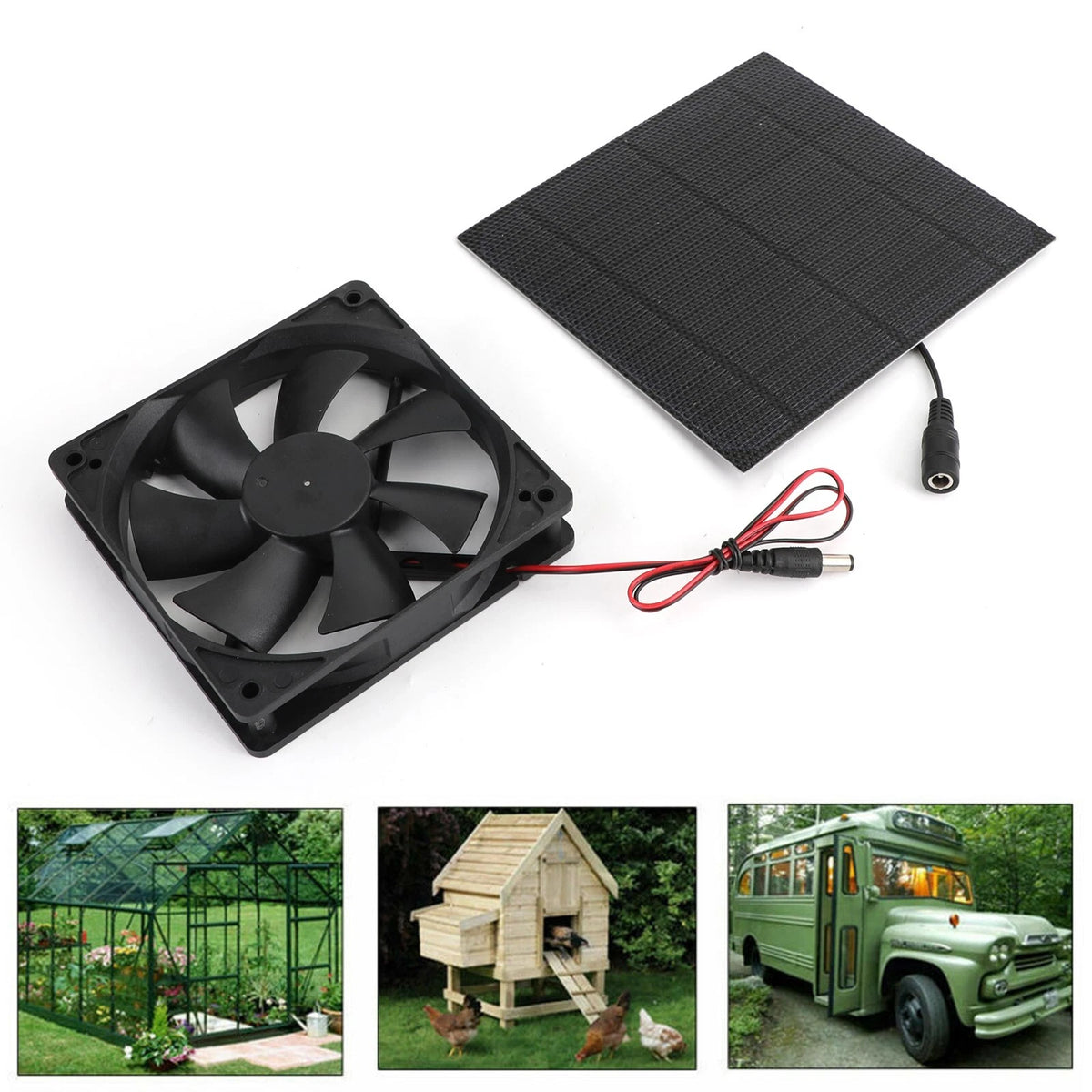 Solar Panel Powered Fan for Greenhouse Pet Dog Chicken House