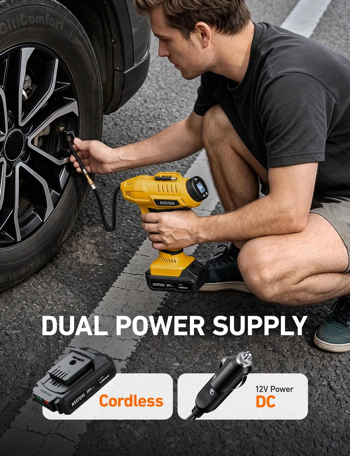 Cordless Tire Inflator for AstroAI (Portable Air Compressor)