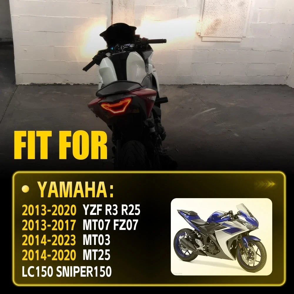 Integrated LED Tail Light Turn Signals for Yamaha MT07 MT03 MT-25 YZF-R3 (2014–2023)