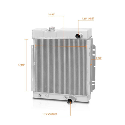 3-Row Aluminum Performance Racing Radiator for Ford Mustang V8 (1965–1966)