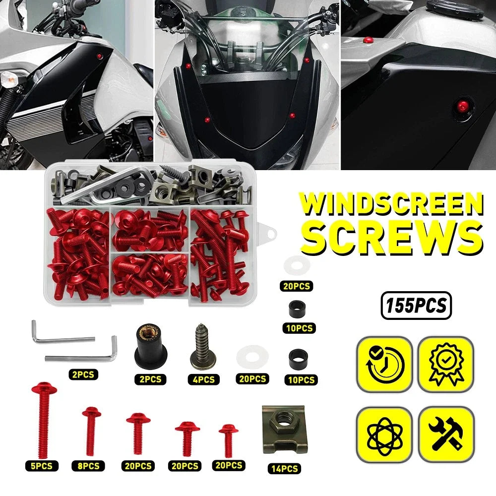 155pcs Fairing Bolts Kit for Honda CBR600RR CBR1000RR (2003–2023) Red M5 M6