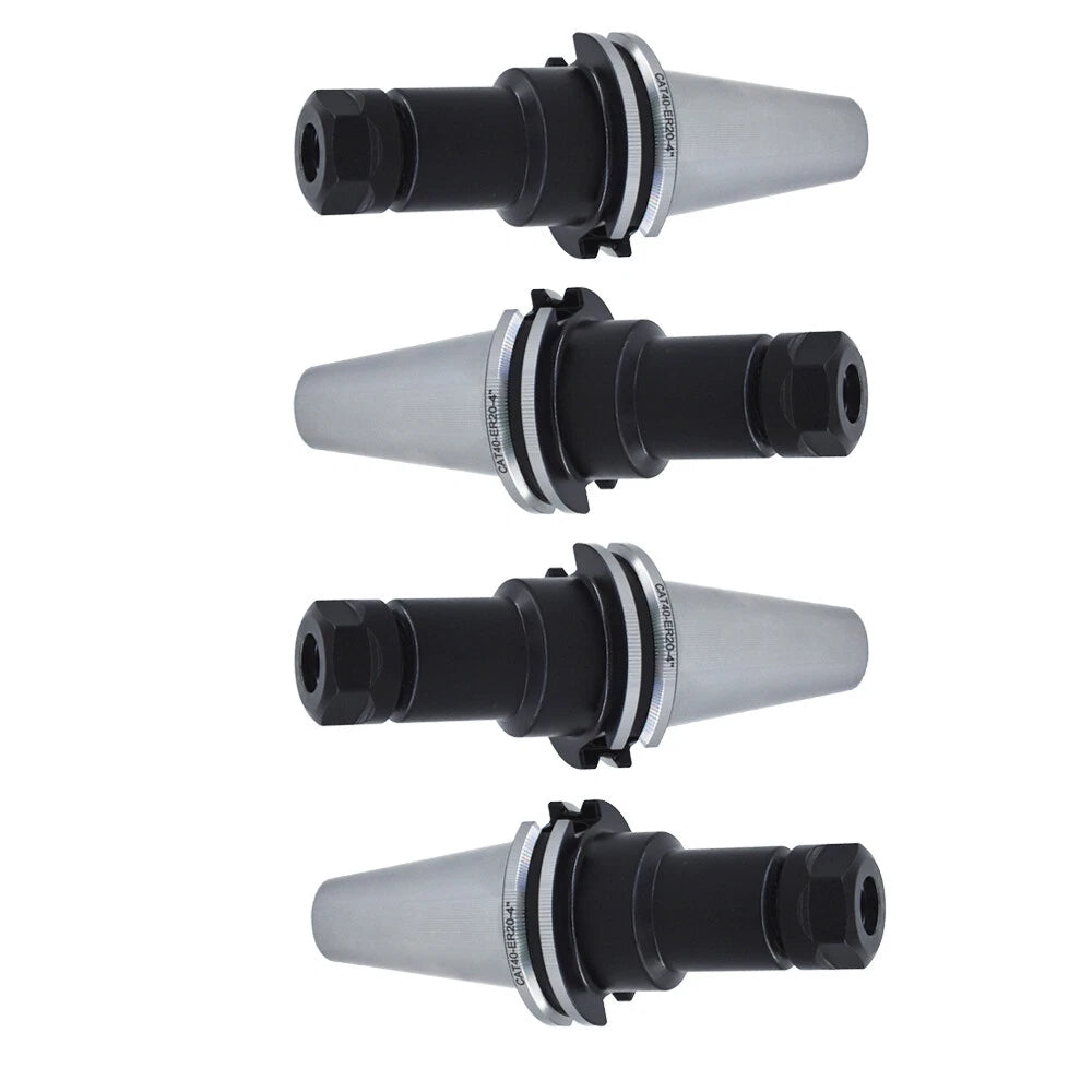 Set of 4 CAT40-ER20 Collet Chucks Tool Holder 4" Gage Length