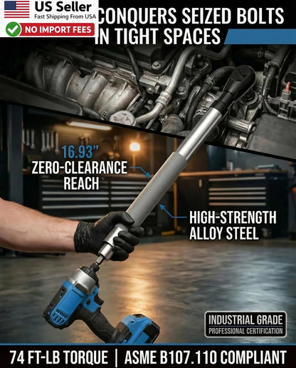 Offset extension wrench for tight spaces (1/2 inch impact)