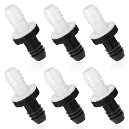 6X Inline Vacuum Barbed One Way Check Valve 3/8 inch (10mm) - Black & White