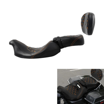Seat Backrest Pad Set for Harley Street Glide (2009–2023) - Black Orange