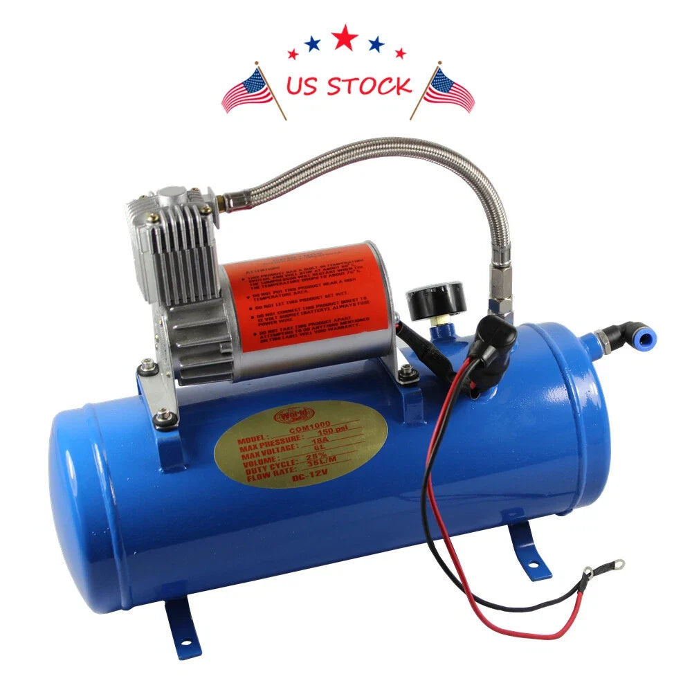 4 Trumpet Air Horn Kit for Truck (12V, 150 dB, 3ft Hose)